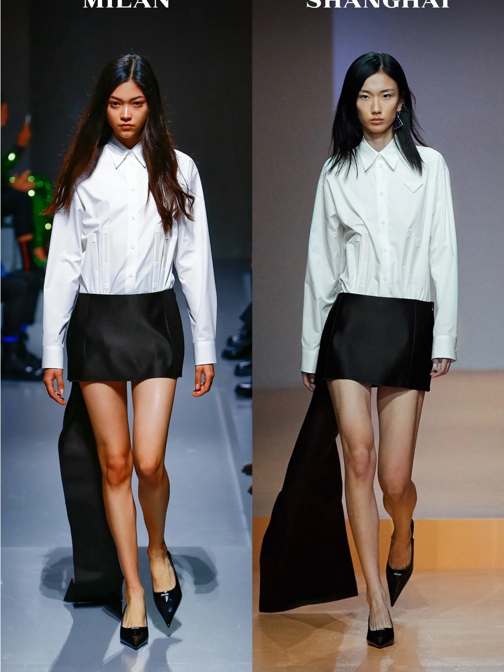 Prada Black 100% Silk Mini Skirt with Train